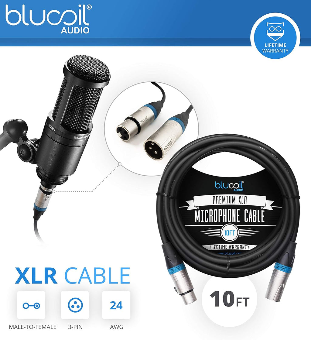 Cardioid Condenser Studio XLR Microphone Bundle with USB Audio Interface, XLR Cable, Pop Filter, Headphone Hook, and Headphones X6185