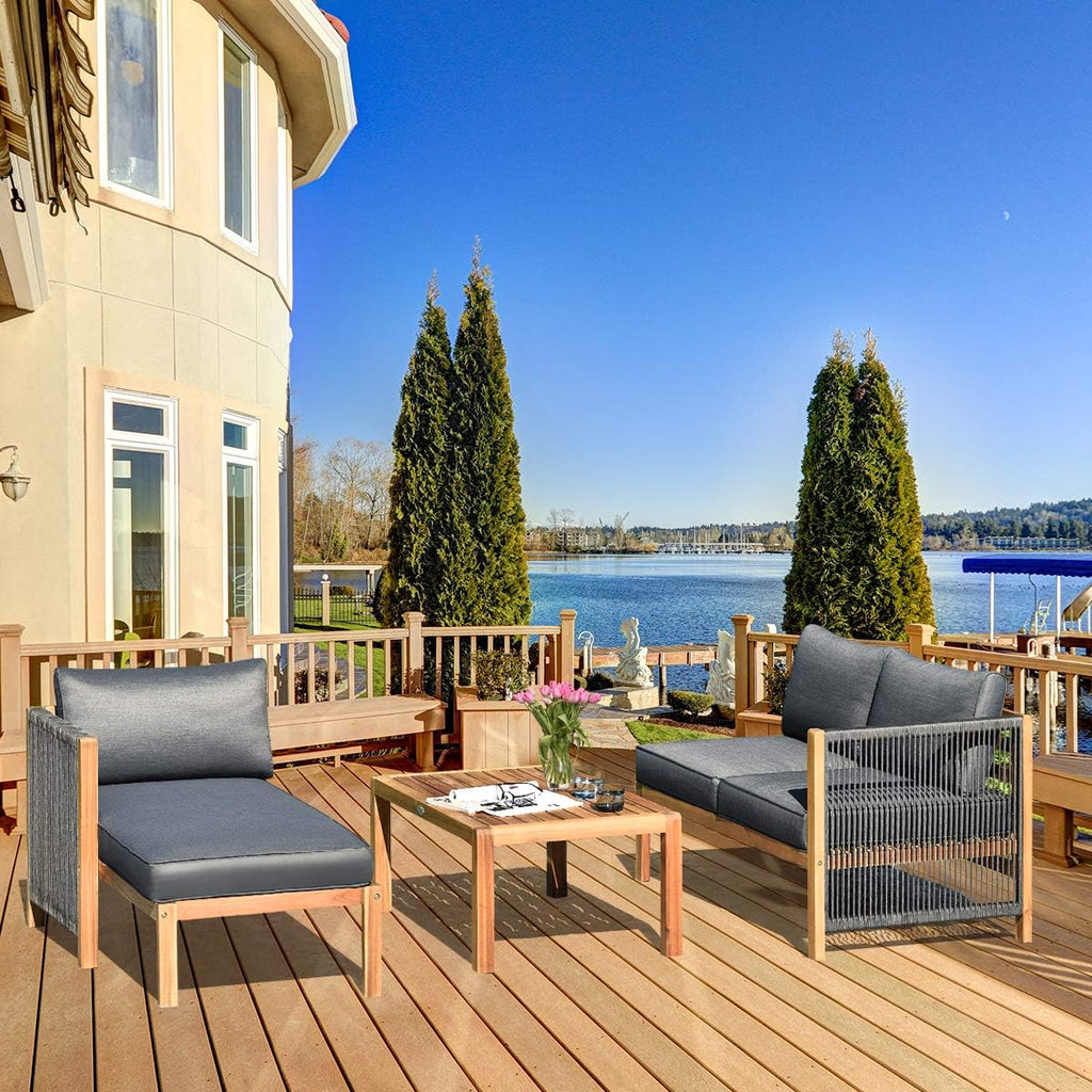 3 Piece Acacia Wood Patio Conversation Set R53847