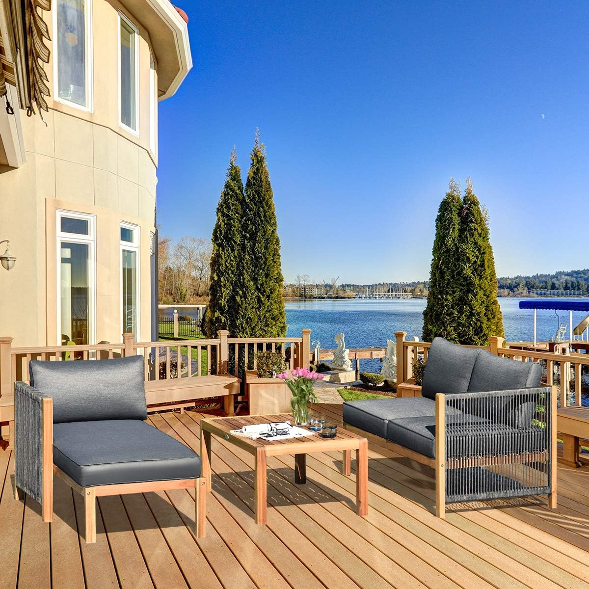 3 Piece Acacia Wood Patio Conversation Set R53847