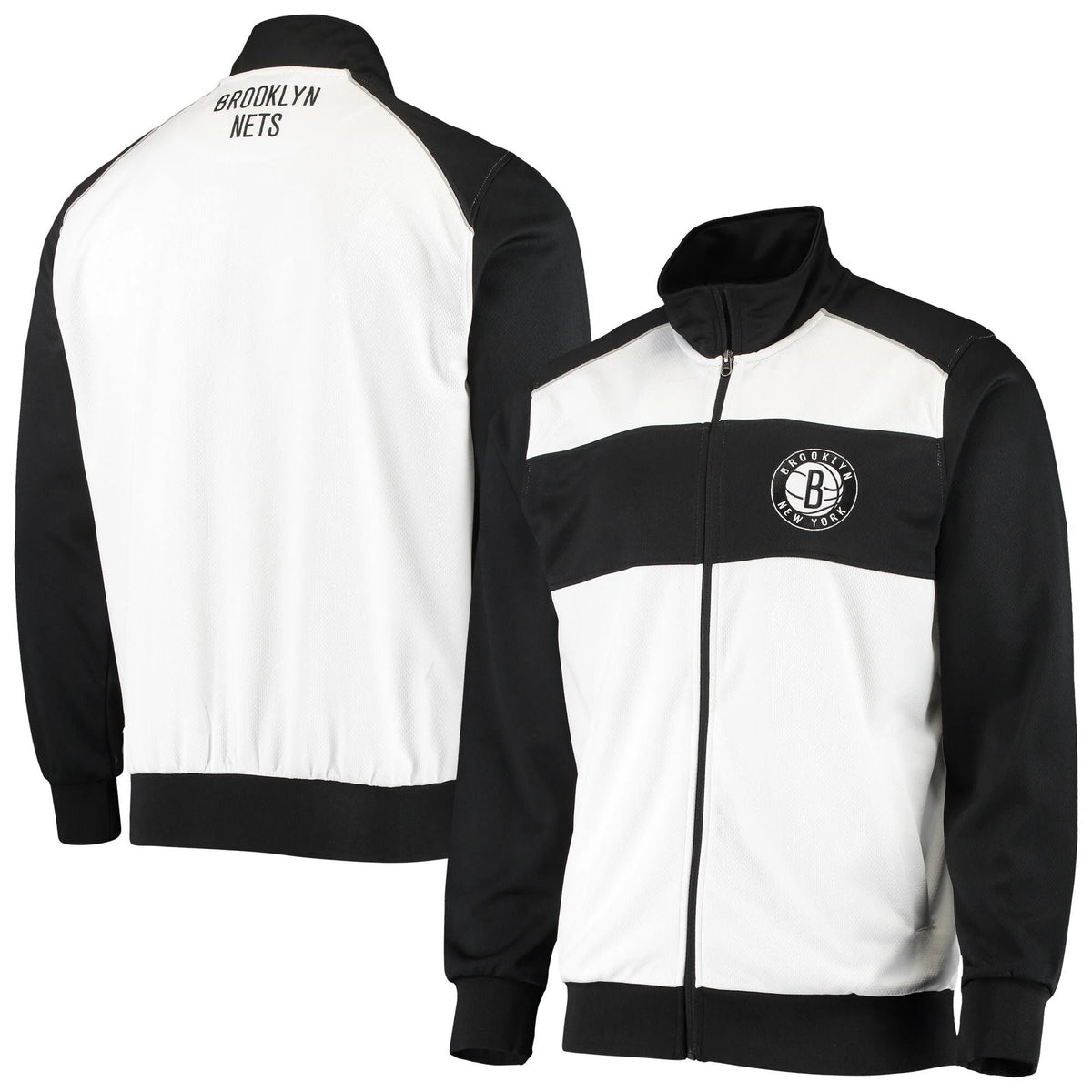 White Black Full-Zip Track Jacket Large T372194