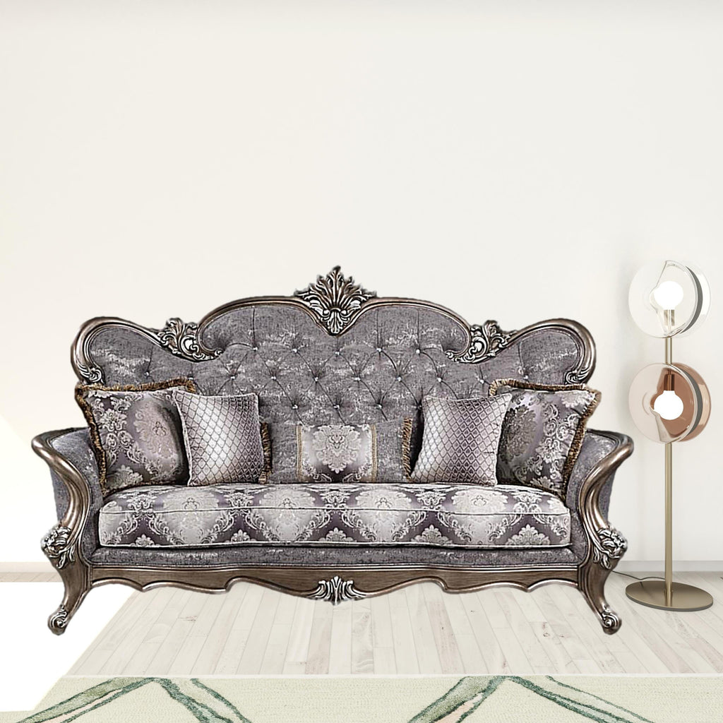 90 in. Fabric Cotton Blend Sofa with Five Toss Pillows F89176