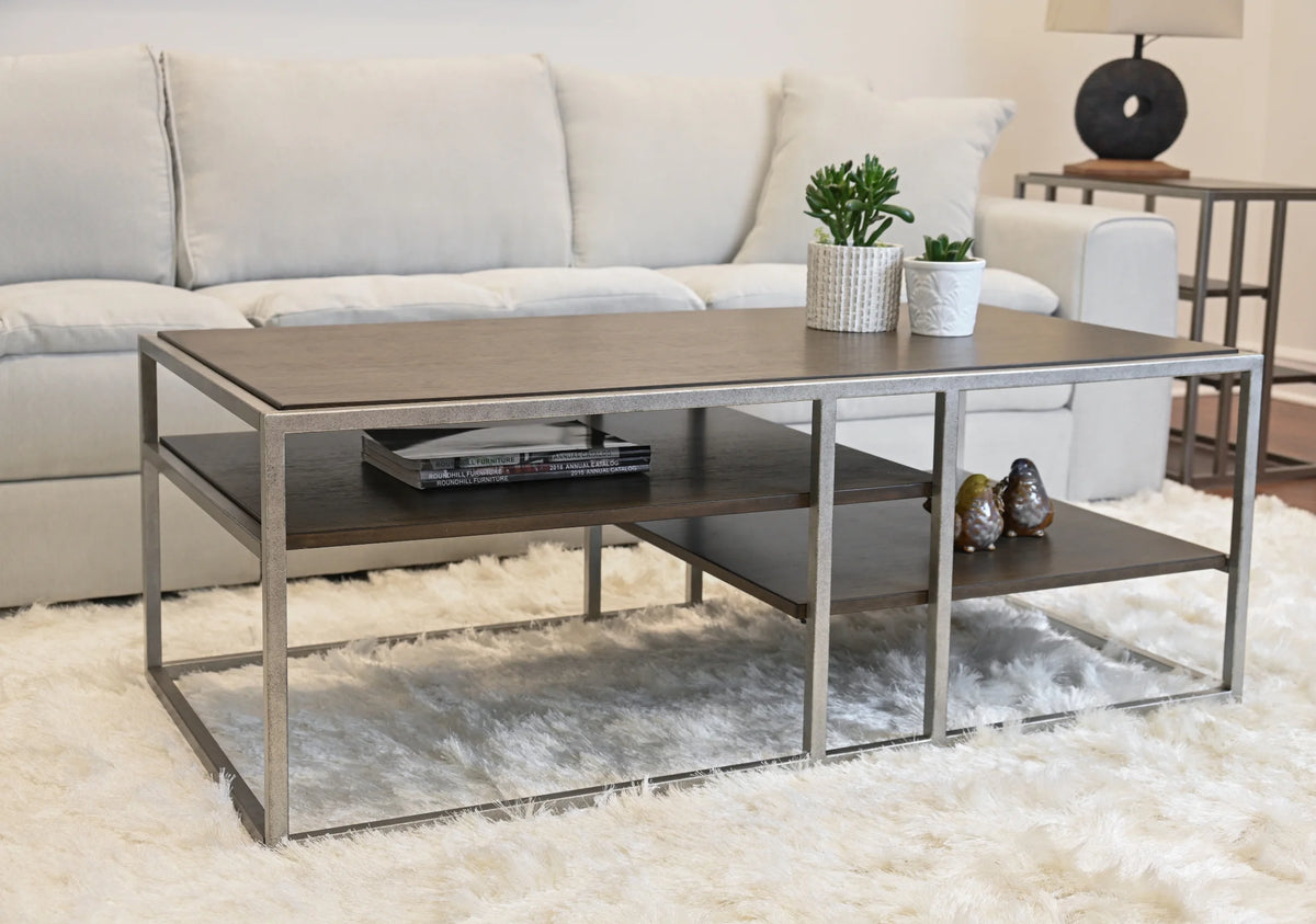 Wood Metal Coffee Table with Shelf H193