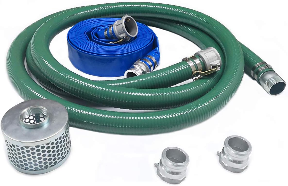 2 x 50' Blue PVC Backwash Hose & 2 x 20' Green PVC Suction Hose with Aluminum Camlock Fittings H211