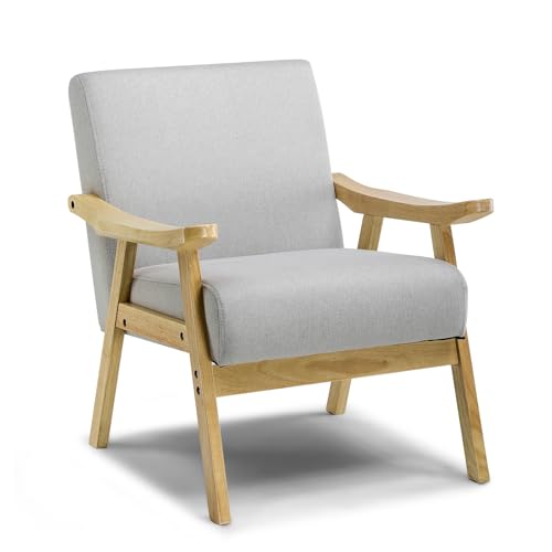 Mid Century Upholstered Accent Chair with Solid Wood Armrest H21338