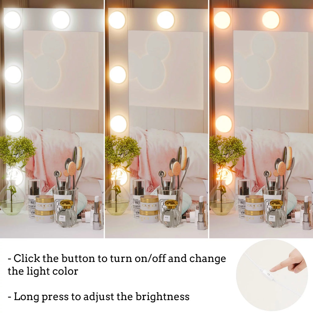 White Makeup Vanity Table with Mirror and 7-Drawer J4073