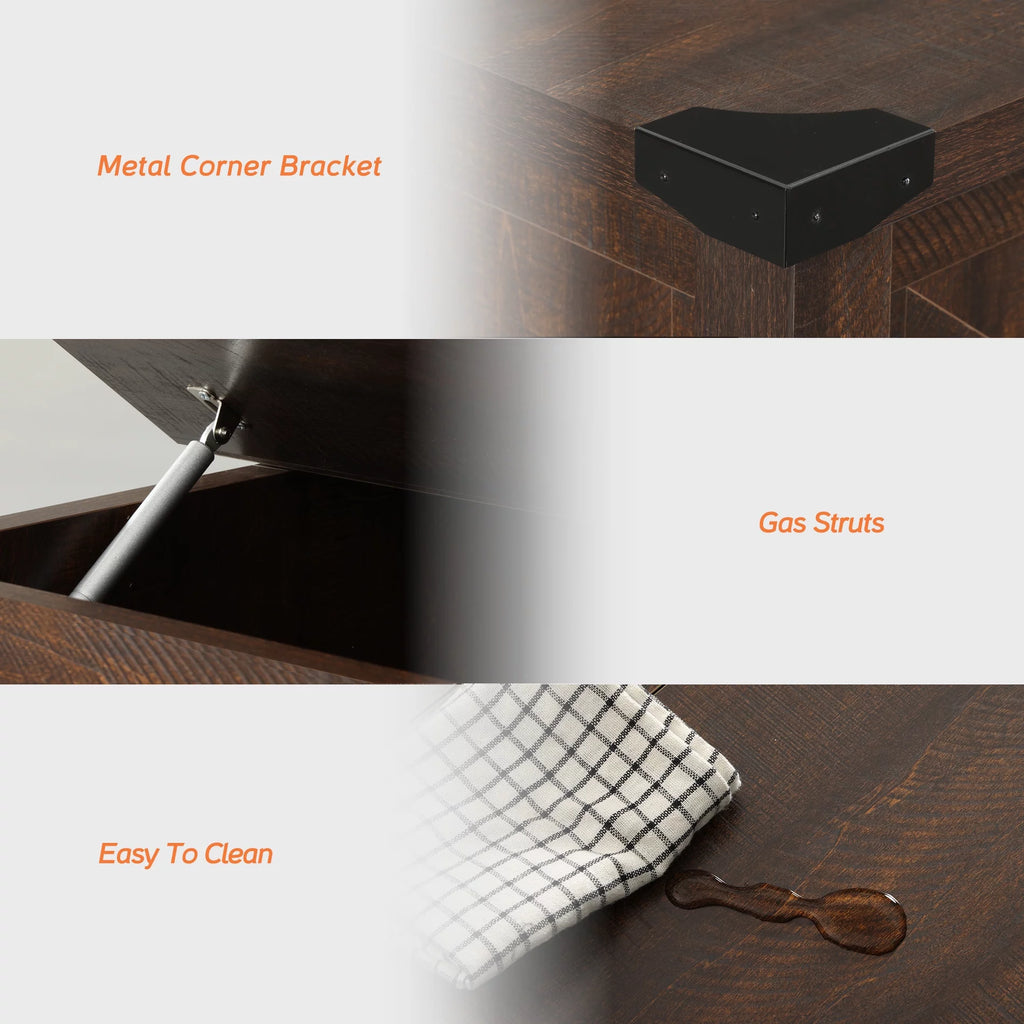Lift Top Square Coffee Table with Storage Brown G26265