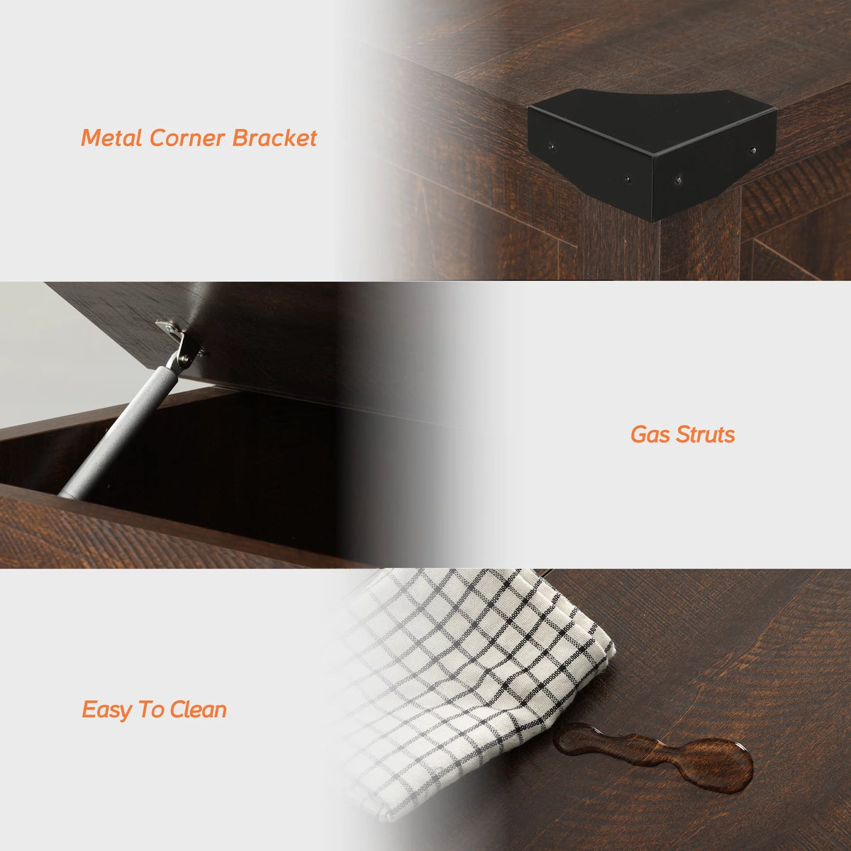 Lift Top Square Coffee Table with Storage Brown G26265