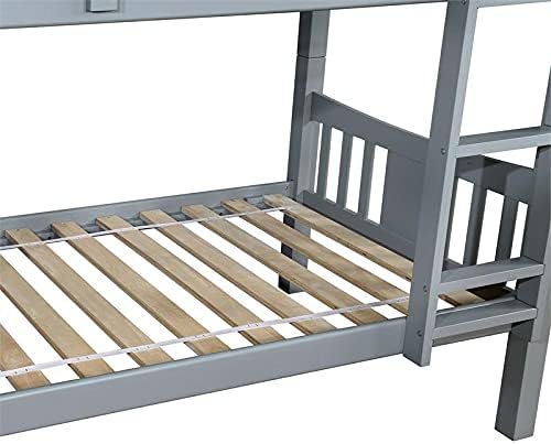 Twin Over Twin Wood Bunk Bed in Gray U85087