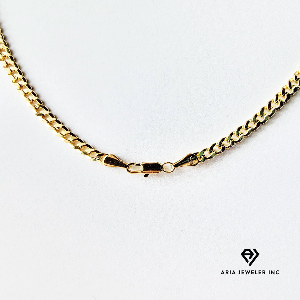 14k Bonded Gold Necklace with Rose Cross Pendant, 14K Cuban Chain Necklace G8677