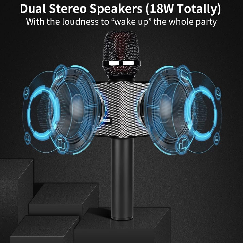 Wireless Bluetooth Karaoke Microphone, 3-in-1 Portable Handheld Mic Speaker, 8h Sing B4407
