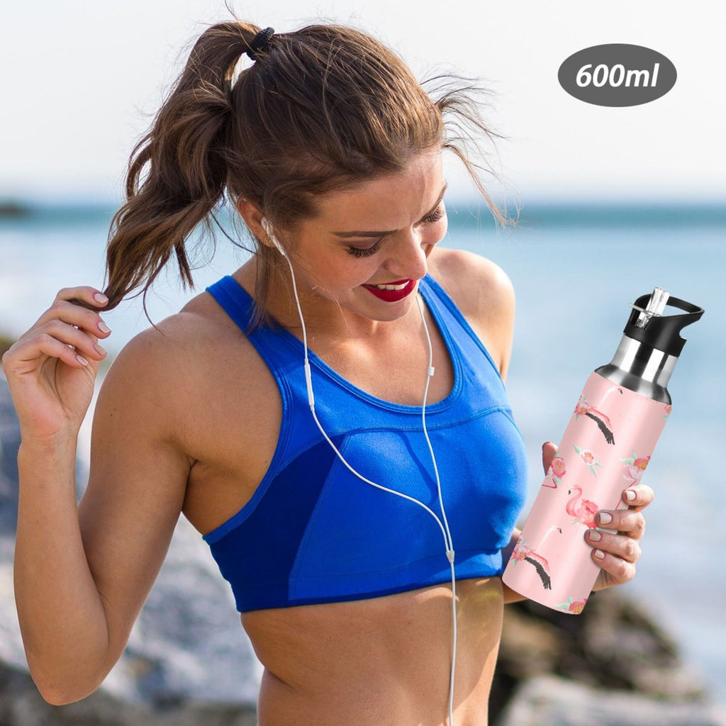 Pink Insulated Stainless Steel Water Bottle with Straw Lid 20 oz L5429