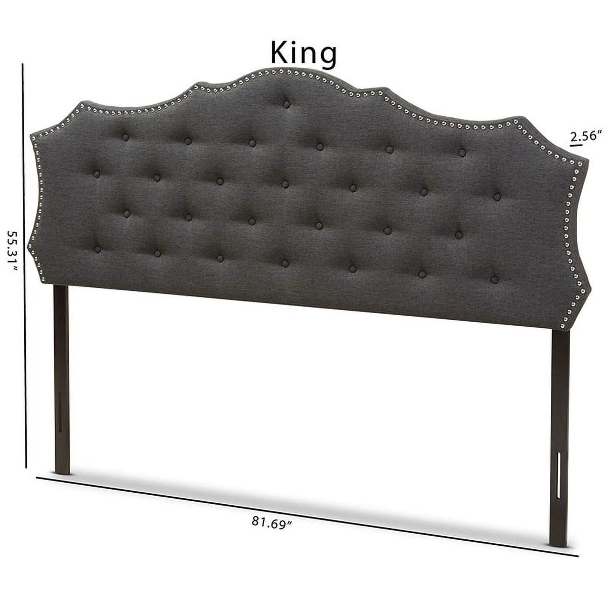 Gray Tufted Fabric King Panel Headboard V184