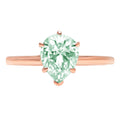 Pear Cut Green Simulated Diamond 18k Pink Rose Gold Engraving Solitaire Ring Size 3.5 Q805678