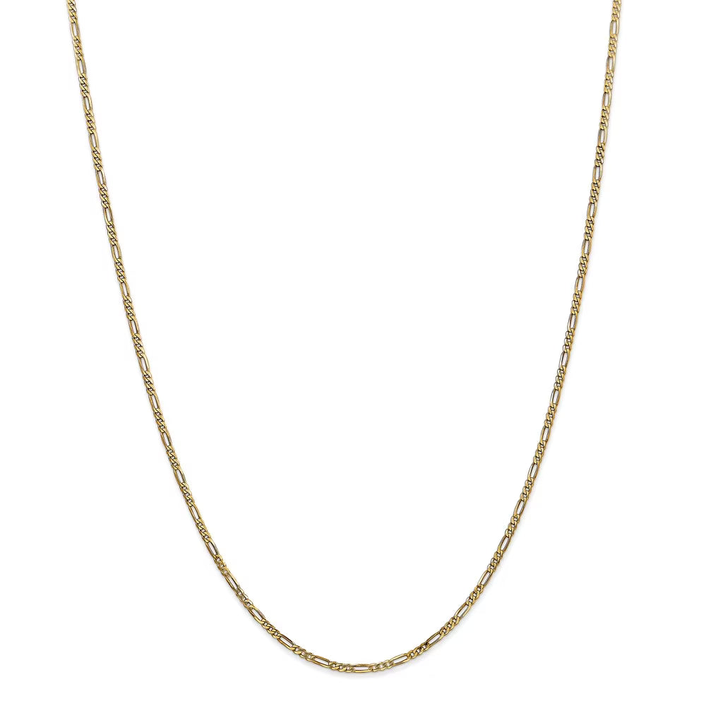 14kt Yellow Gold 1.8mm Flat Figaro Chain 20 inch Lobster Clasp N88579