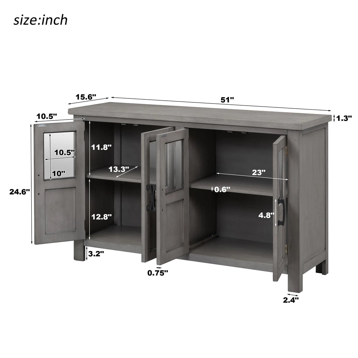 Buffet Cabinet with 4 Doors and Adjustable Shelves F761955