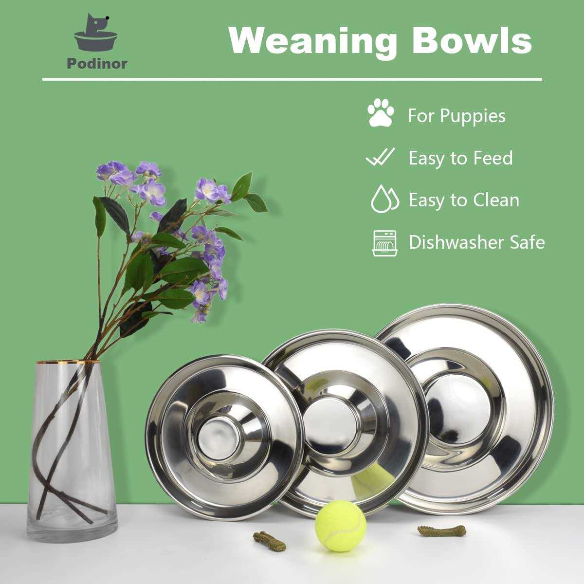 Stainless Steel Puppy Feeding Food and Water Bowls Z4698