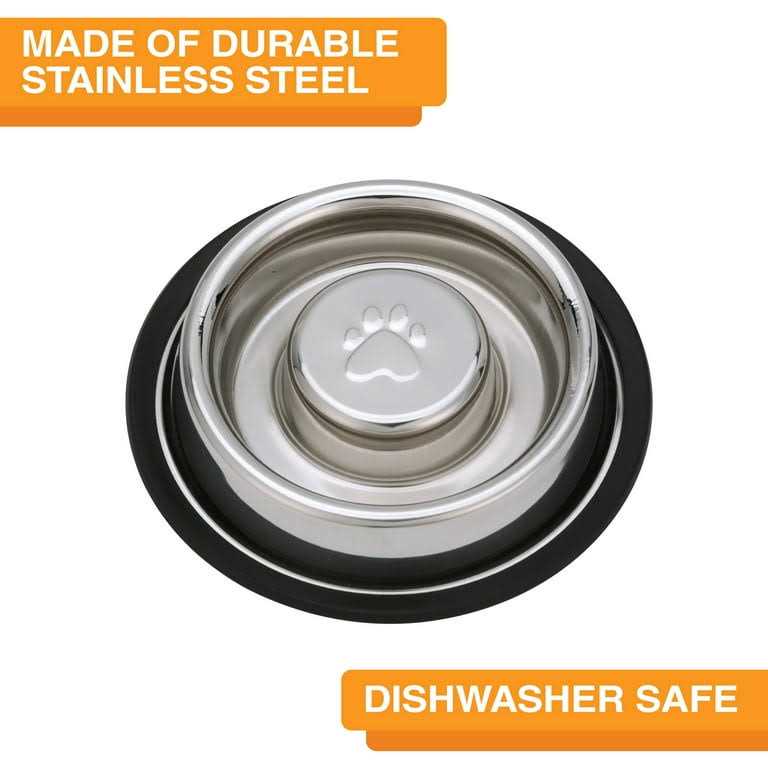 Stainless Steel Slow Feed Bowl Non-Tip & Non-Skid C491