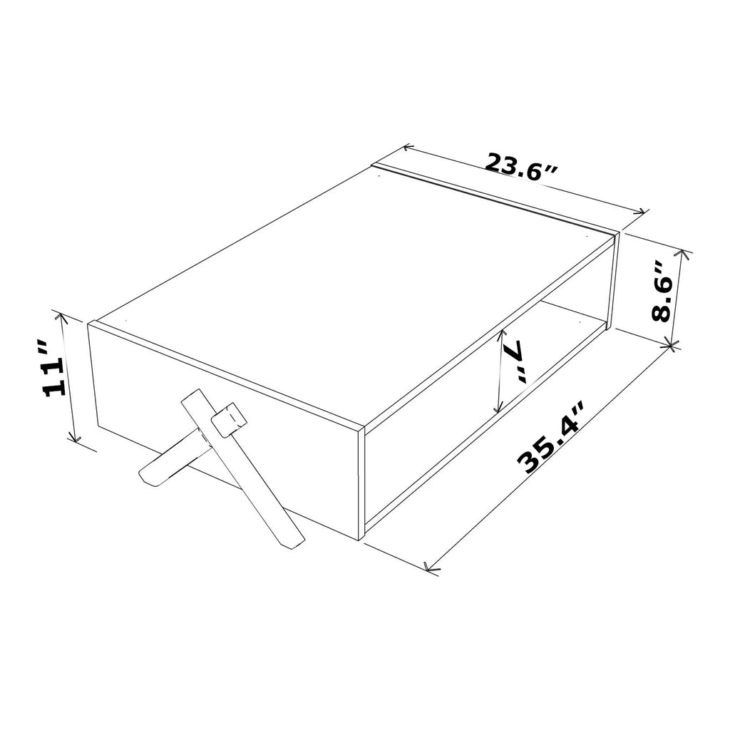 Cross Legs Wooden Rectangular Coffee Table with Interior Shelving Q138769