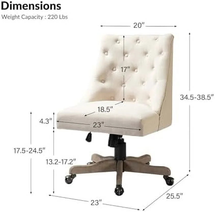 Beige Tufted Upholstered Armless Office Chair G829