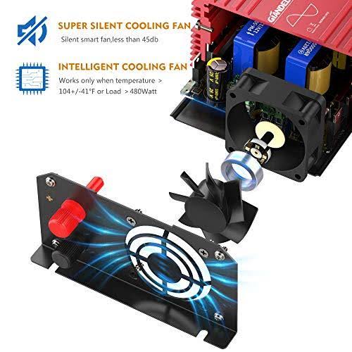 1200W Pure Sine Wave Power Inverter DC 12V to AC 120V with Remote Control USB Port LED Display N10625