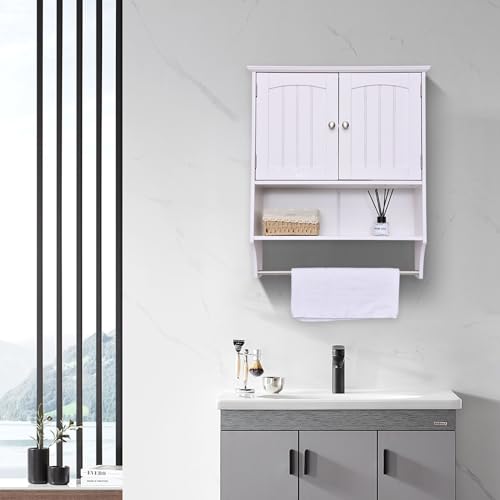 Bathroom Wall Cabinet with Towel Bar Storage Cabinet E942