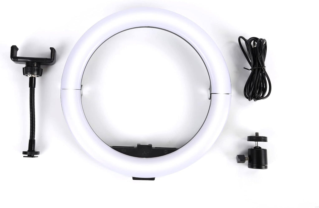 10 Compact Foldable Dimmable LED Video Ring Light Kit with Phone Holder and Light Stand F163361