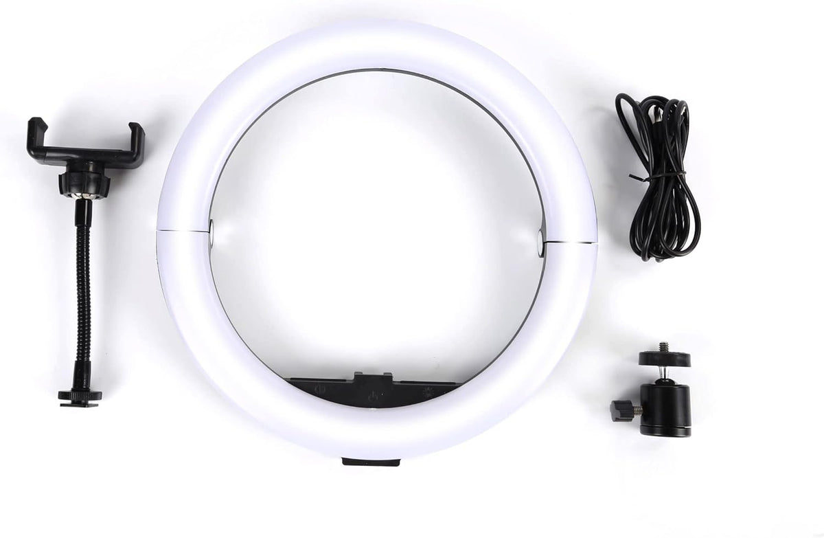 10 Compact Foldable Dimmable LED Video Ring Light Kit with Phone Holder and Light Stand F163361