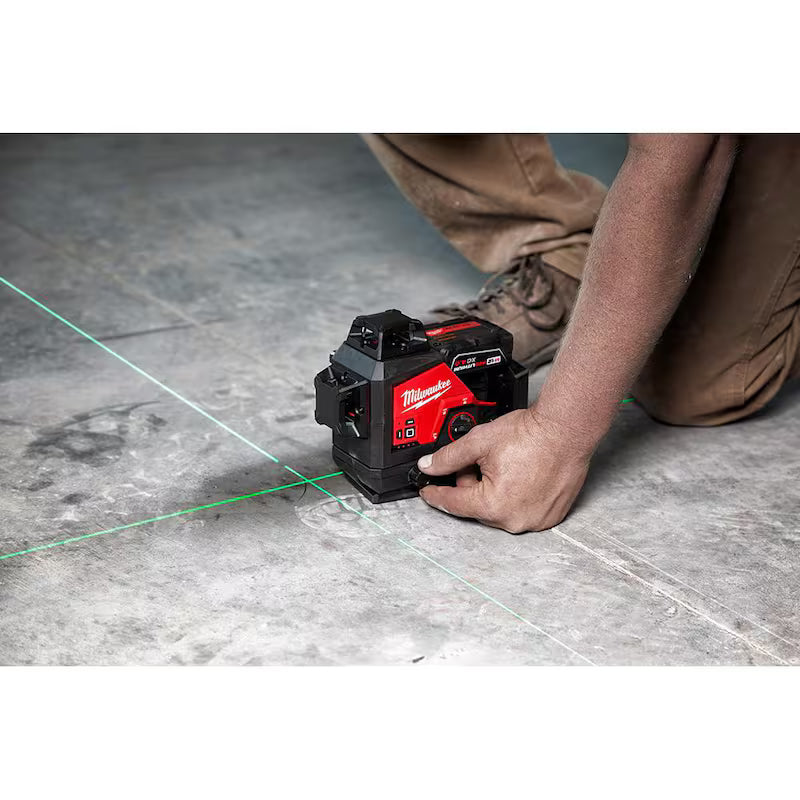 12-Volt Cordless Green 3-Plane Laser Level Kit with Laser Detector B34369