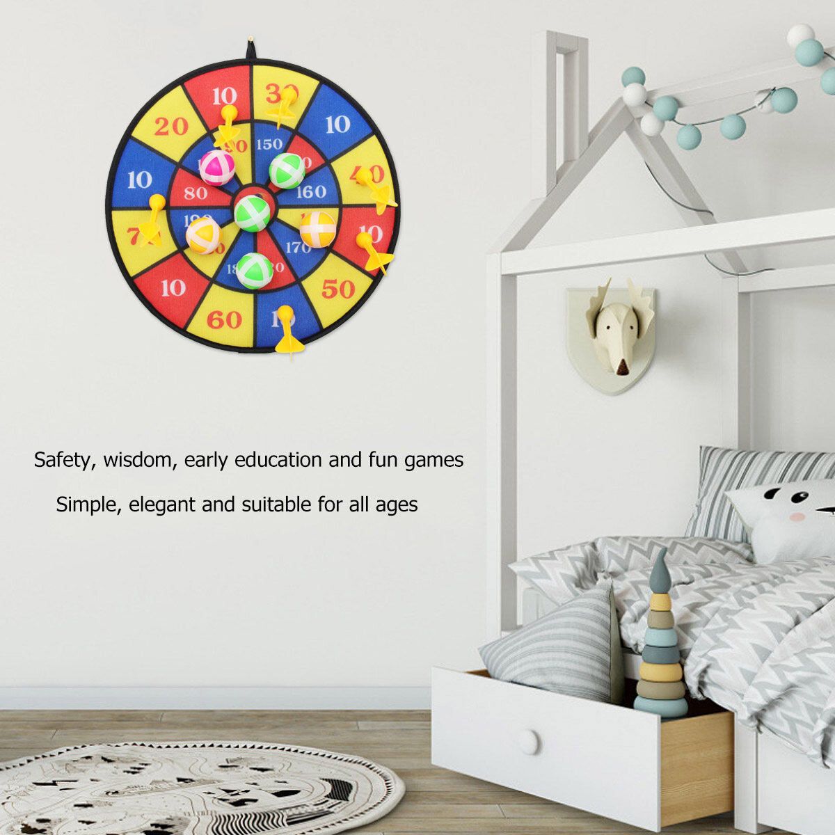 Flocking Dart Board with 4pcs Darts Leisure Game Dartboard Set P602
