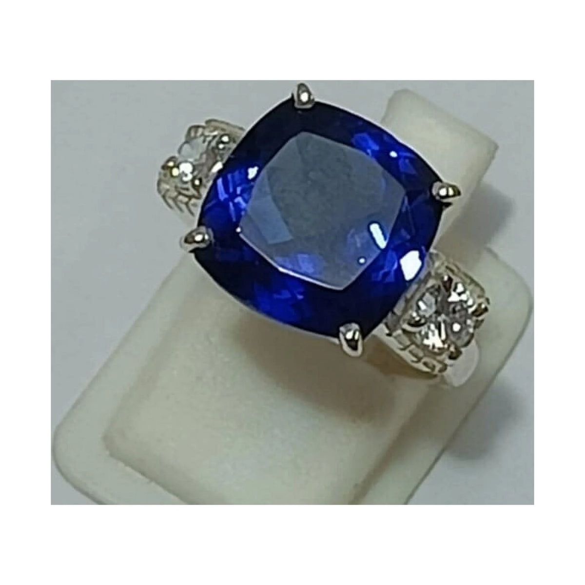 Elongated Cushion Engagement Ring with Blue Sapphire O539722