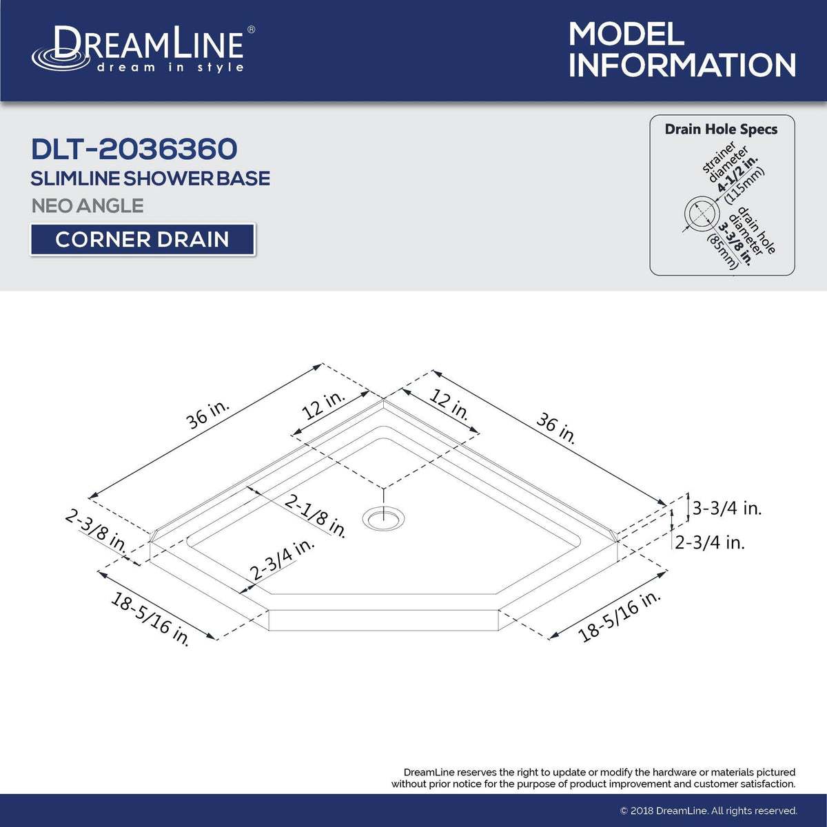 Neo Angle Shower Base O206079