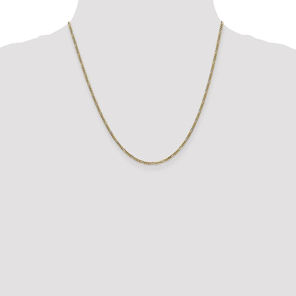 14kt Yellow Gold 1.8mm Flat Figaro Chain 20 inch Lobster Clasp N88579