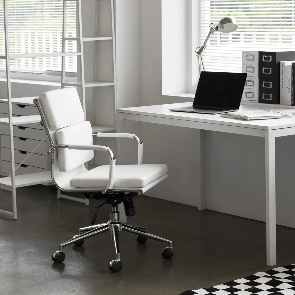 Mid Century Modern White Cushioned Office Chair M188535