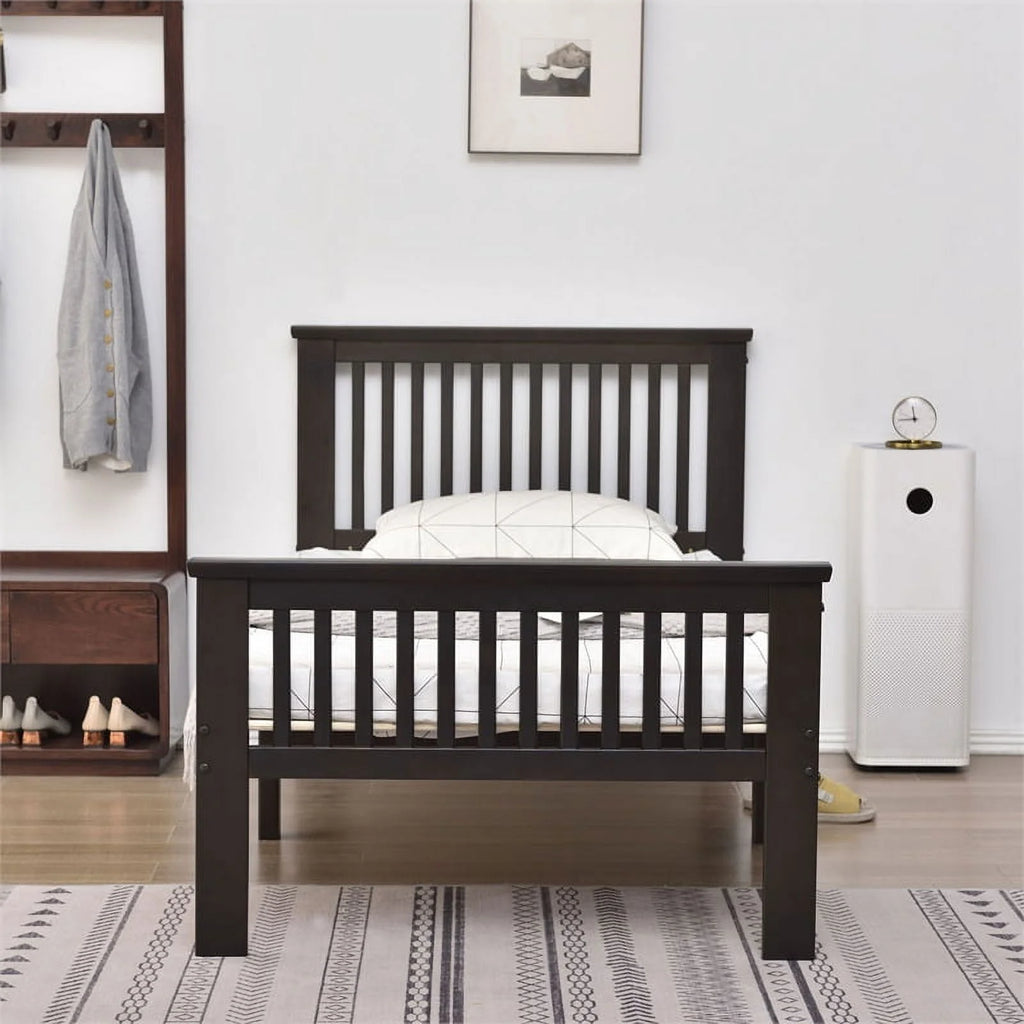 2-Piece Set with Double Sliding Door Wardrobe & Twin Bed W65670