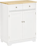 White Solid Wood Top Kitchen Sideboard Floor Cabinet with Adjustable Shelf and Drawer J794