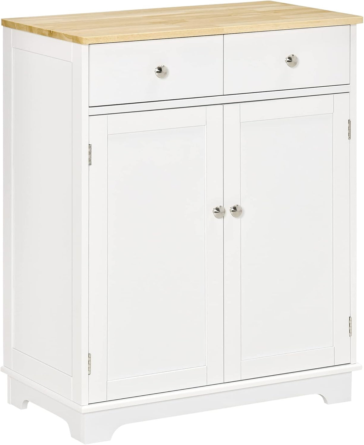 White Solid Wood Top Kitchen Sideboard Floor Cabinet with Adjustable Shelf and Drawer J794