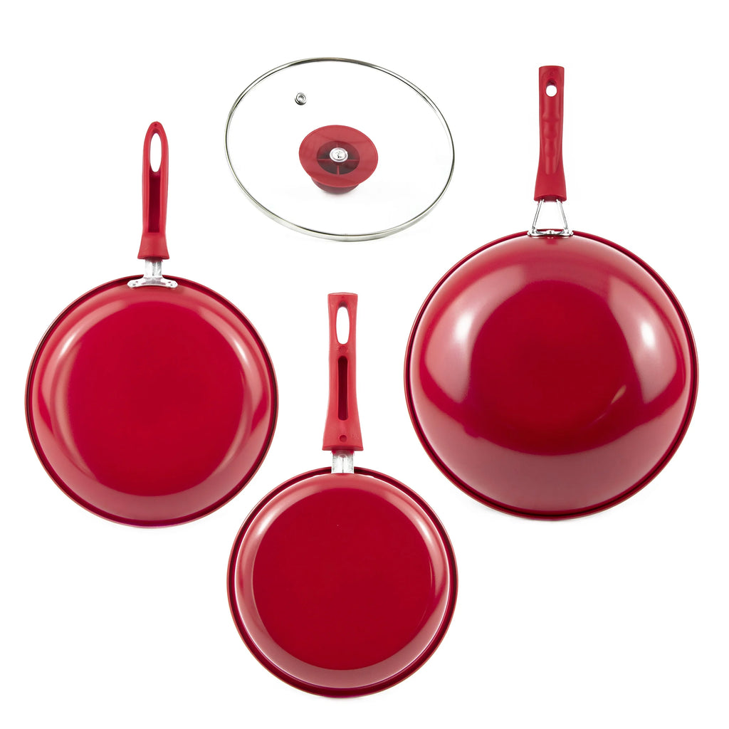 4-Piece Non-Stick Cookware Set in Red F125081