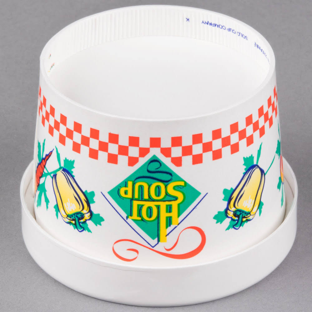Double-Sided Polyethylene-Coated Paper Food Container with Lid, 8-oz. Capacity Q849109