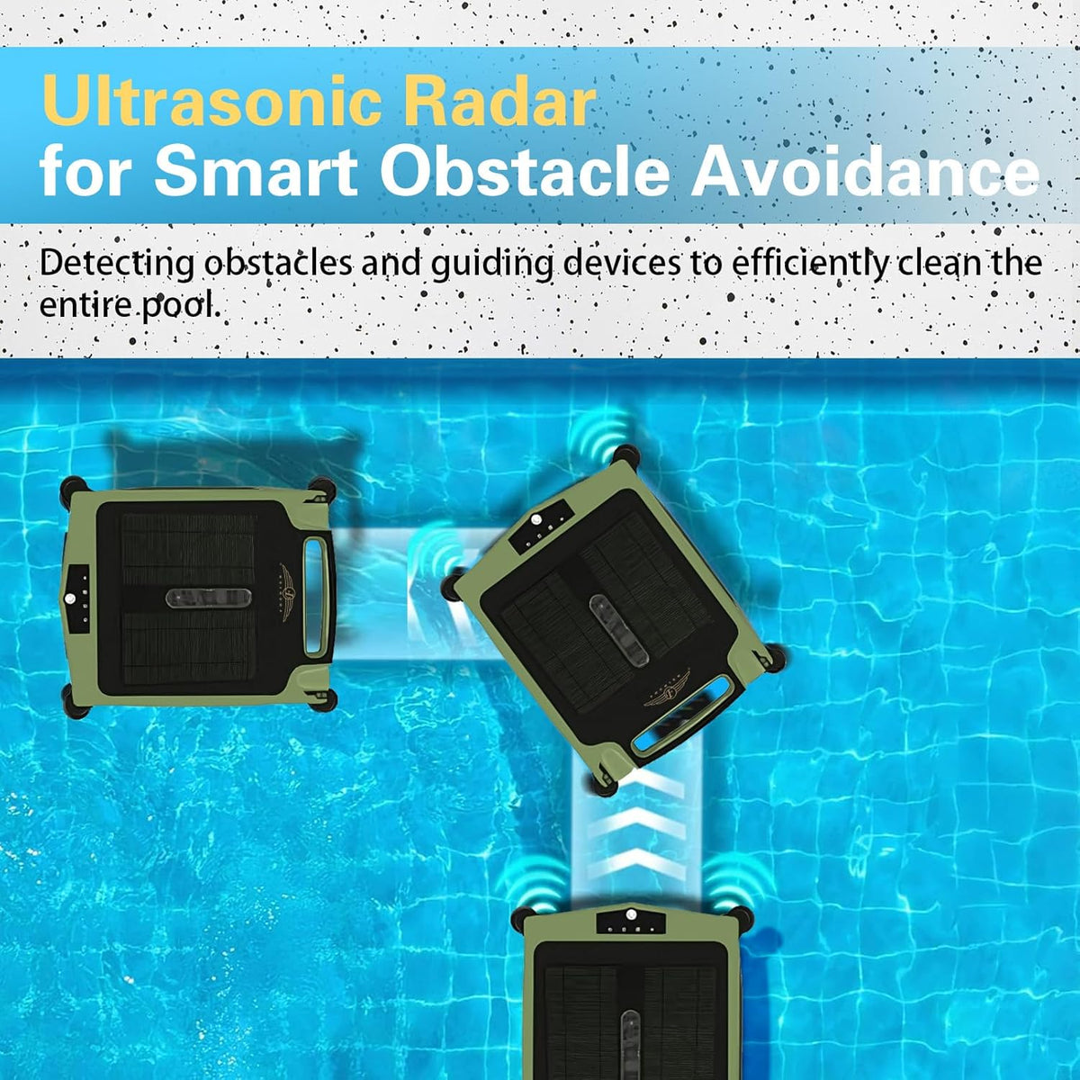 Cordless Robotic Pool Cleaner, Solar Powered Pool Skimmer with Dual Charging Options, Pool Robot Vacuum with Automatic Obstacle Avoidance, Green P17202