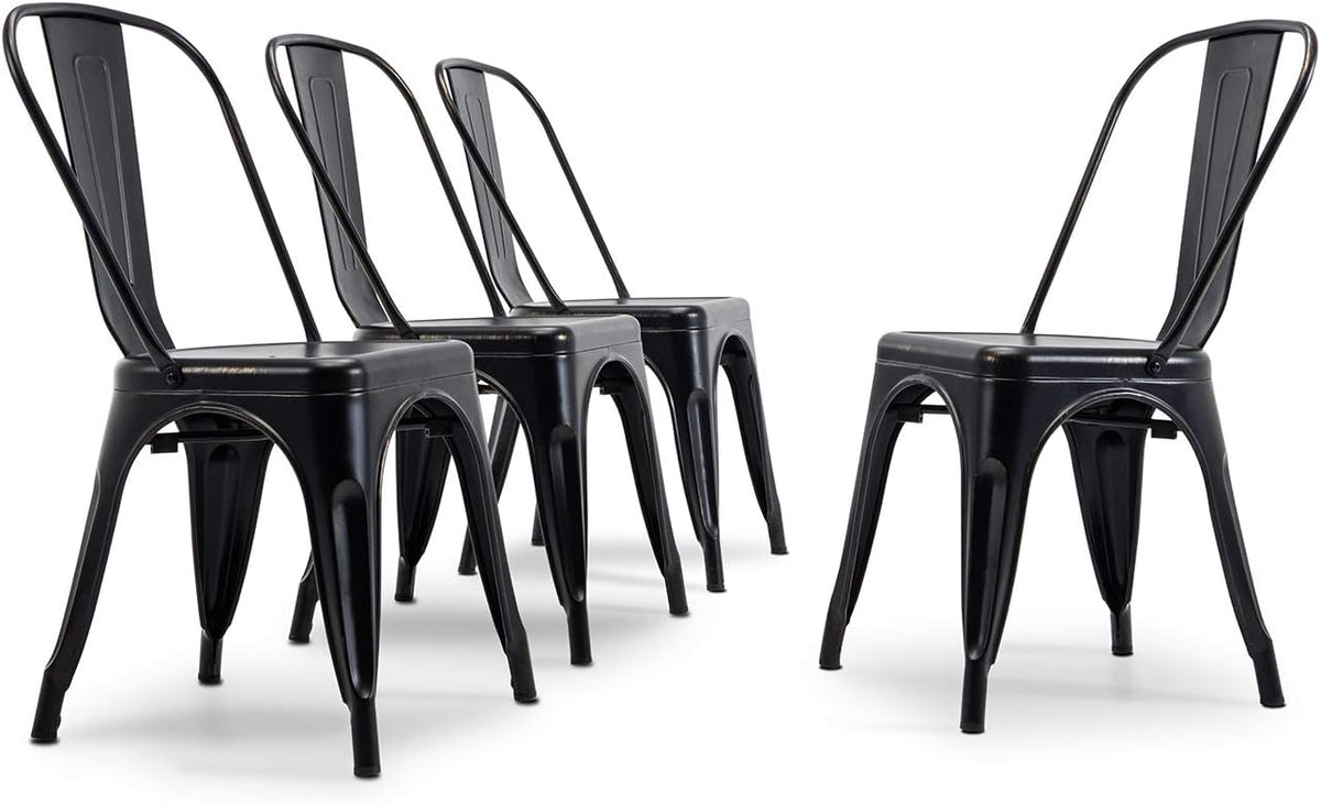 Stackable Metal Dining Chairs Set of 4 Red D213391