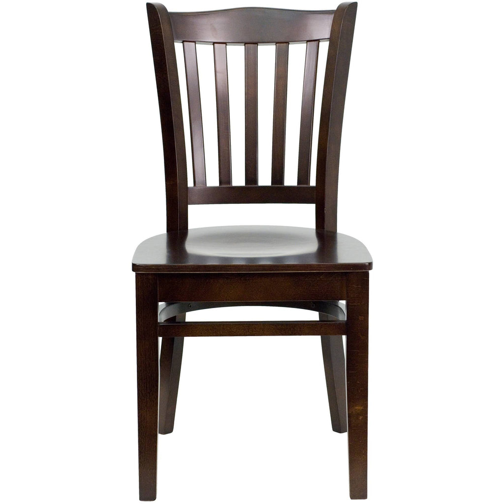 Vertical Slat Back Walnut Wood Restaurant Chair R24011