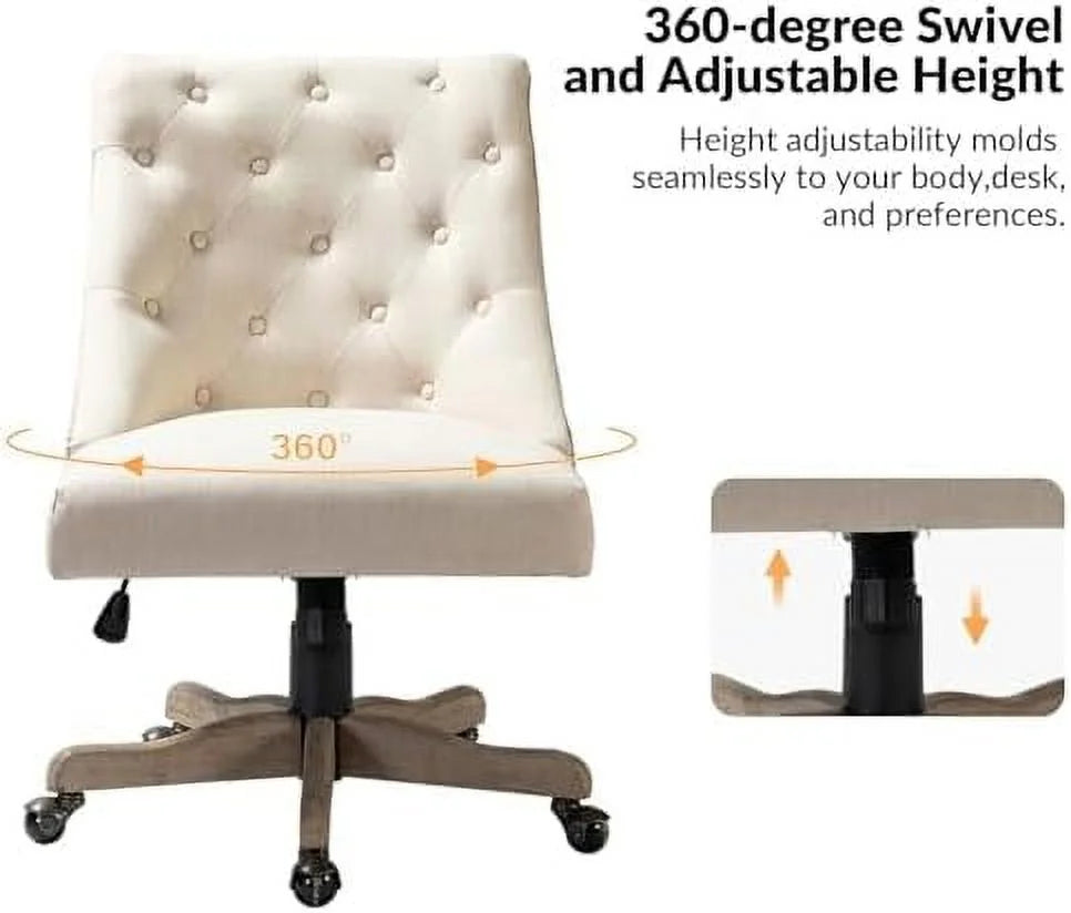 Beige Tufted Upholstered Armless Office Chair G829