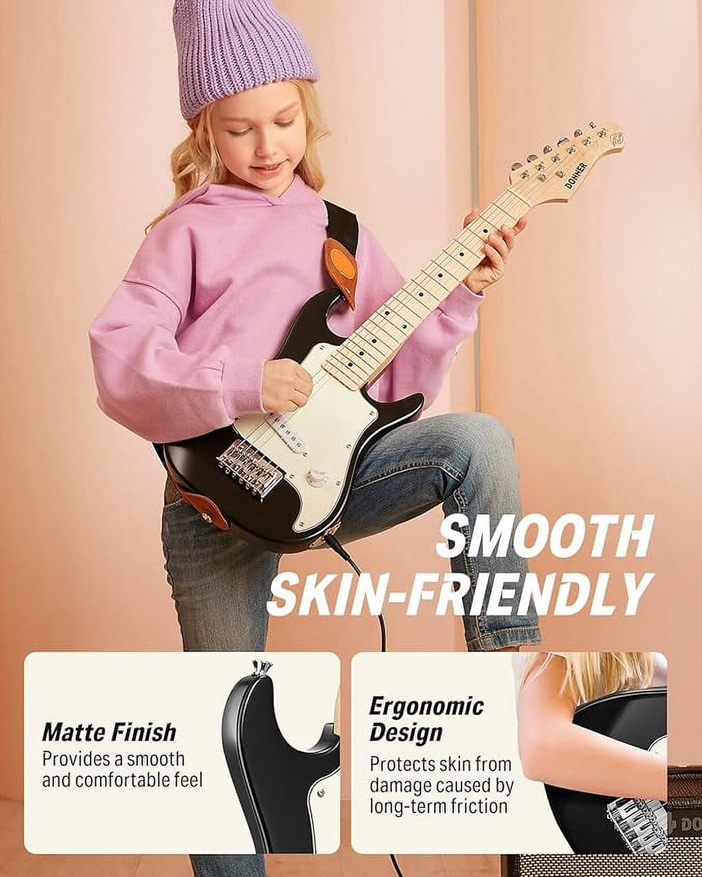 Black 30 Inch Kids Electric Guitar Kit with Amp B727778