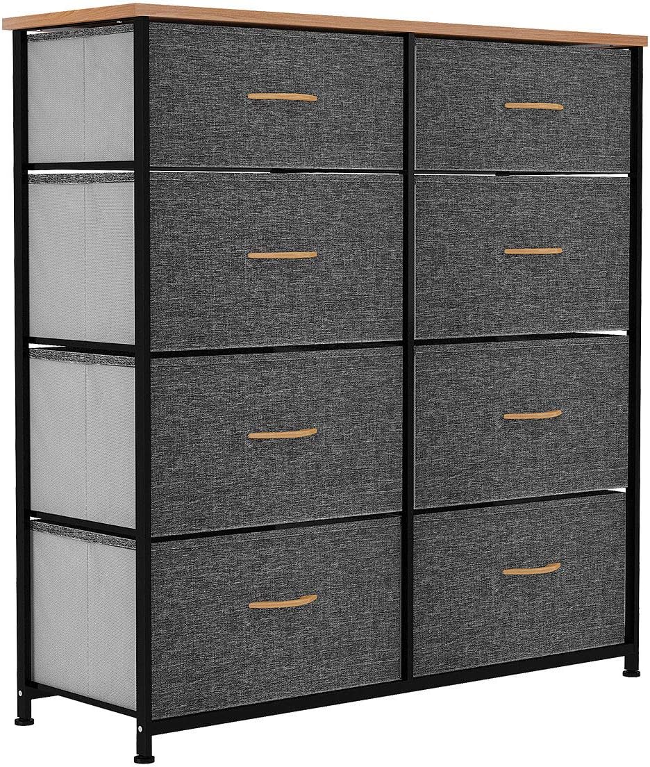 Dark Grey 8 Drawer Fabric Storage Tower G9101
