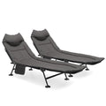Black Set of 2 Adjustable Reclining Camping Bed with Carry Bag L63107
