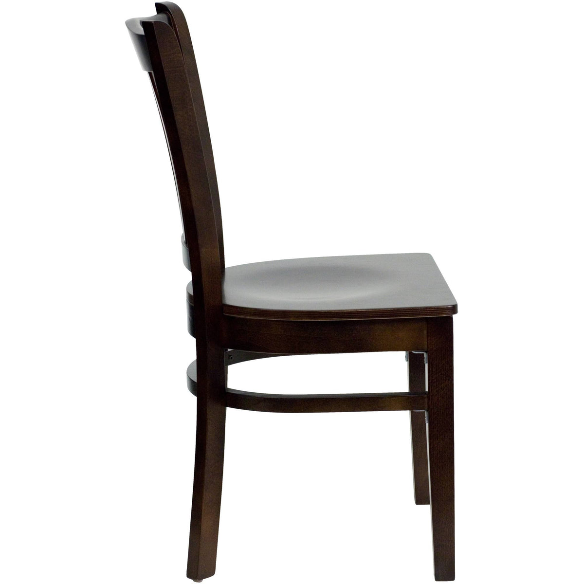 Vertical Slat Back Walnut Wood Restaurant Chair R24011
