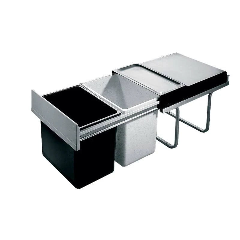 Black Bottom Mount Double Bin Trash Can with Full Extension Slides D6624