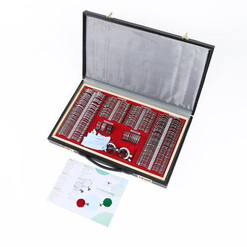 266 Trial Lens Set Optical Kit Metal Rim Wood Frame PU Leather Case T164