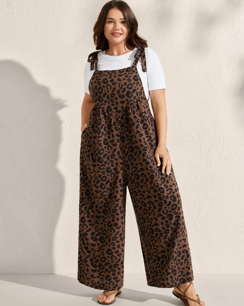 Leopard Print Jumpsuit with Square Neck C16669