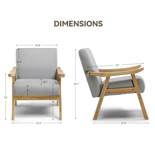 Mid Century Upholstered Accent Chair with Solid Wood Armrest H21338